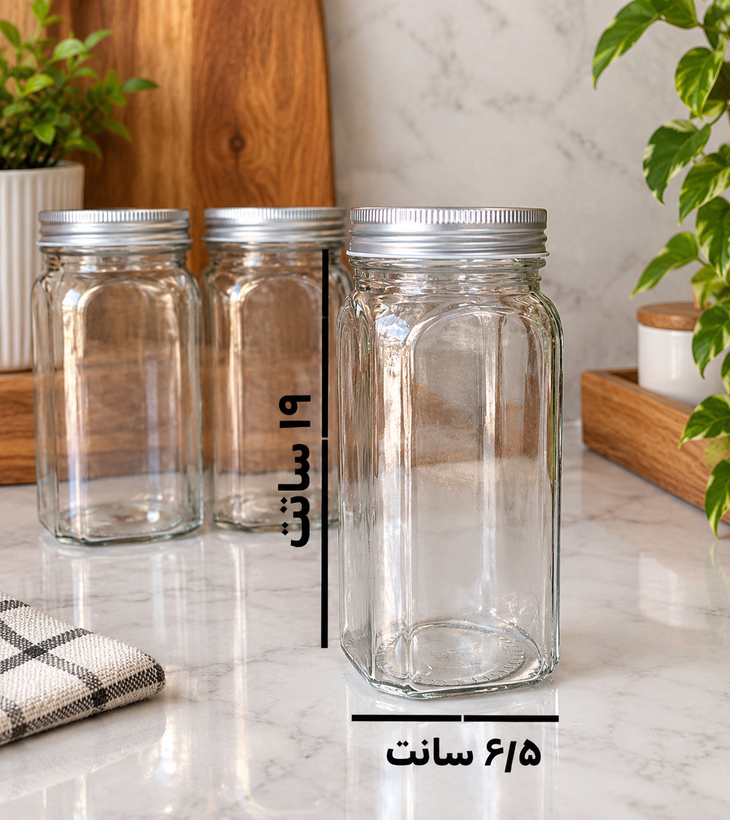 شیشه ی حبوبات درب فلزی (سایز کوچک ، متوسط ، بزرگ)